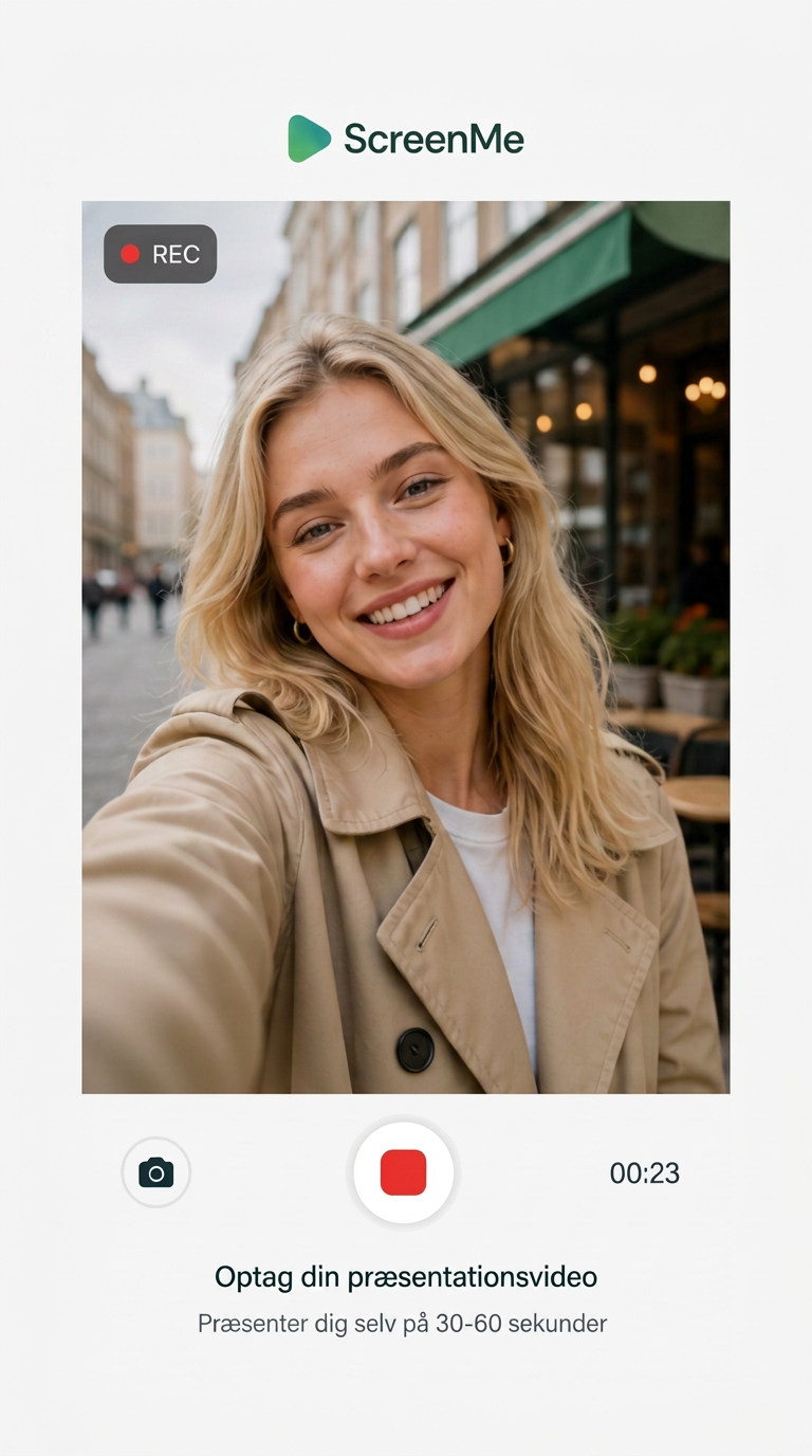 Jobsøgende optager en kort video-pitch i ScreenMe-appen