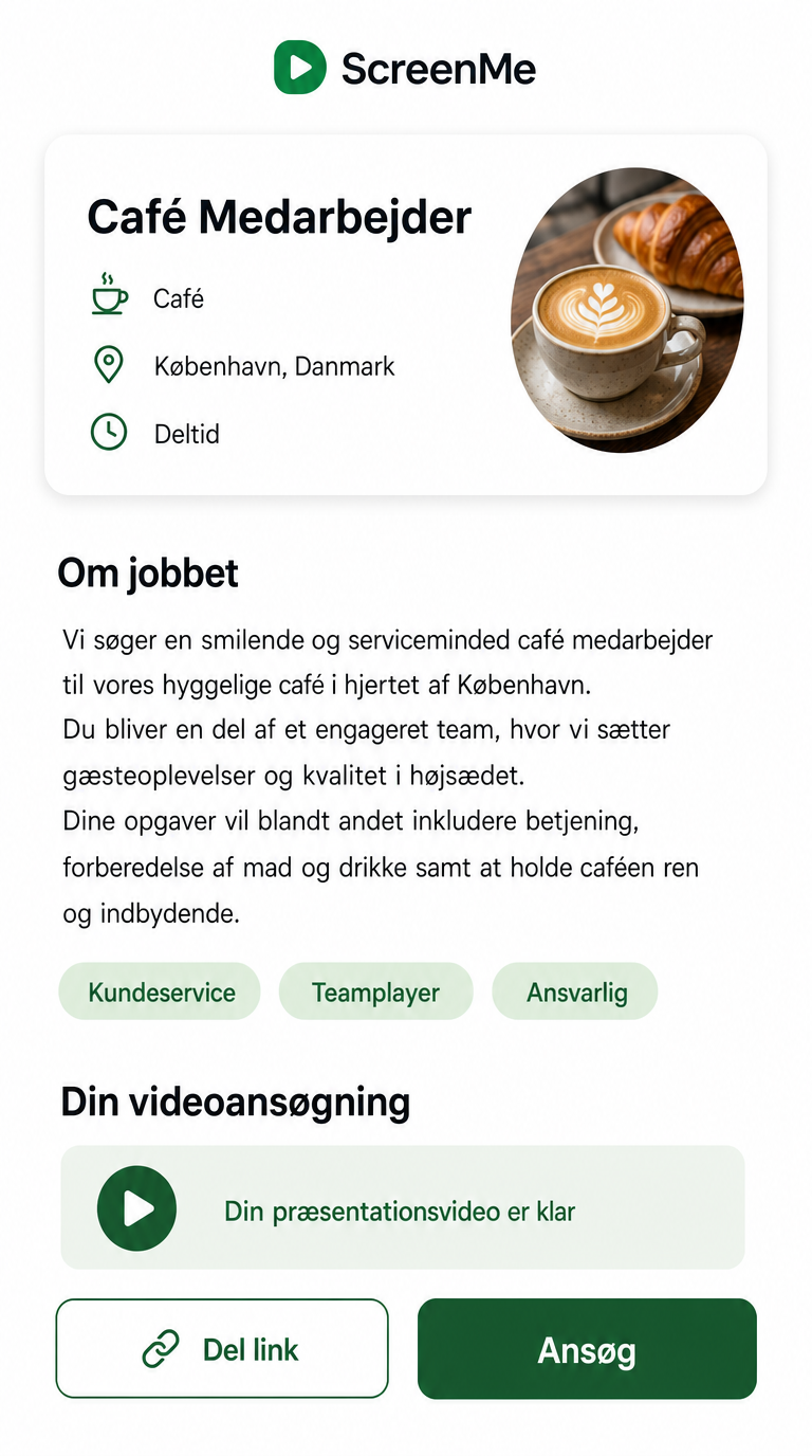 Café Medarbejder jobopslag i ScreenMe-appen